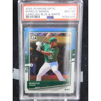 Marcus Semien 2020 Panini Donruss Optic Blue & White Card #117 PSA 10 Gem Mint