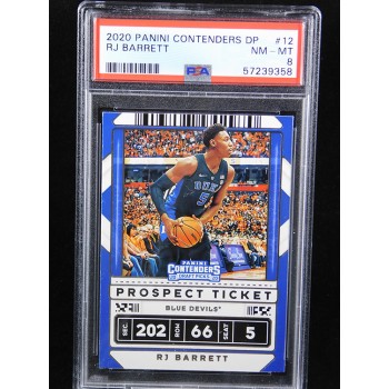 RJ Barrett 2020 Panini Contenders Draft Picks Prospect Ticket Card #12 PSA 8 NM