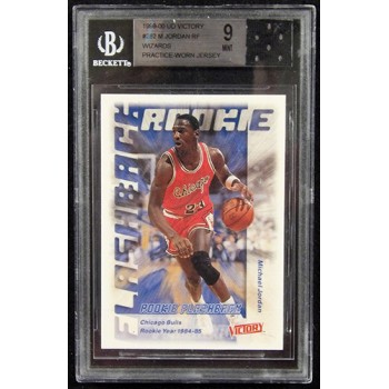 Michael Jordan 1999-00 UD Victory #282 RF Wizards Practice Jersey Beckett 9 Mint