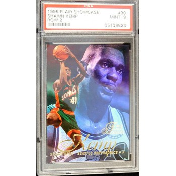 Shawn Kemp Seattle Supersonics 1996/97 Flair Showcase Row 2 Card #30 PSA 9