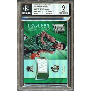 James Young 2014-15 Panini Spectra Freshman Fabrics Green Card 5/5 PATCH BGS 9