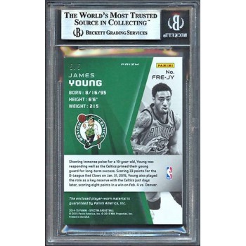 James Young 2014-15 Panini Spectra Freshman Fabrics Green Card 5/5 PATCH BGS 9