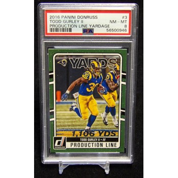 Todd Gurley II 2016 Panini Donruss Production Line Yardage Card #3 PSA 8 NM-MT