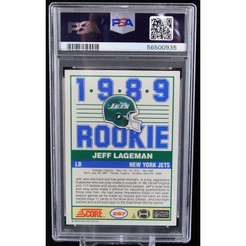 Jeff Lageman New York Jets 1989 Score Football Card #267 PSA 9 Mint