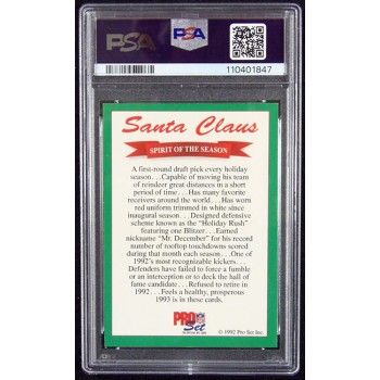 Santa Claus 1992 Pro Set Spirit of the Season Football Card PSA 8.5 Near Mint