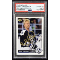 Mikael Andersson Lightning Signed 1992-93 Upper Deck Card #103 PSA Authenticated