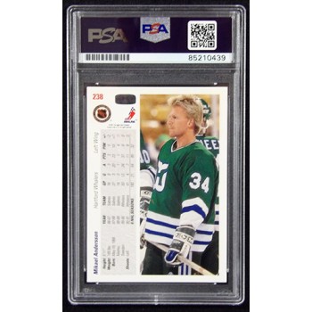 Mikael Andersson Whalers Signed 1991-92 Upper Deck Card #238 PSA Authenticated