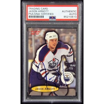 Jason Arnott Edmonton Oilers Signed 1996-97 Fleer Card #36 PSA Authenticated