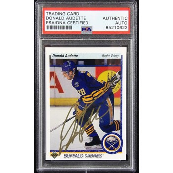 Donald Audette Sabres Signed 1990-91 Upper Deck Card #519 PSA Authenticated