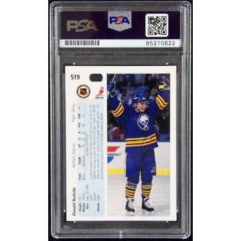 Donald Audette Sabres Signed 1990-91 Upper Deck Card #519 PSA Authenticated