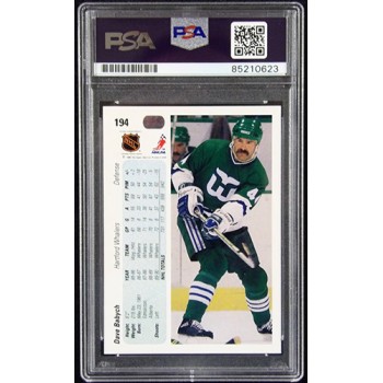 Dave Babych Whalers Signed 1990-91 Upper Deck Card #194 PSA Authenticated