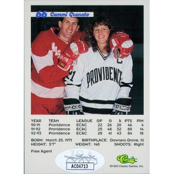 Cammi Granato Signed 1993 Classic Hockey Draft Card JSA Authenticated