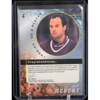 Guy Hebert Anaheim Ducks Signed 1998-99 In The Game Be A Player Silver Card #4