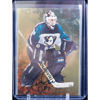 Guy Hebert Anaheim Ducks Signed 1998-99 In The Game Be A Player Gold Card #4