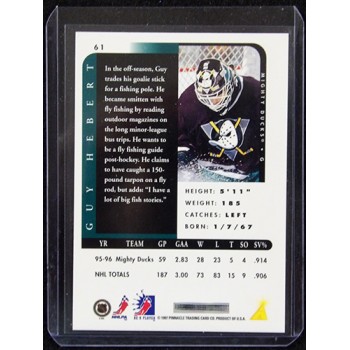 Guy Hebert Anaheim Ducks Signed 1996-97 Pinnacle Be A Player Silver Card #61