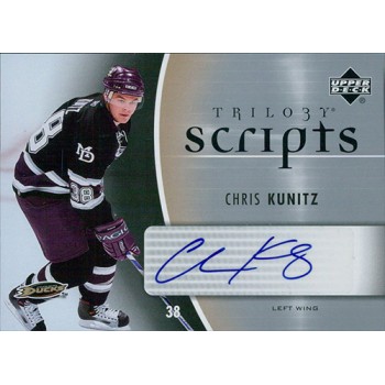 Chris Kunitz Anaheim Ducks Signed 2006-07 Upper Deck Trilogy Scripts Card #TS-KU