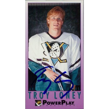 Troy Loney Anaheim Ducks Signed 1993-94 Fleer Power Play Card #8 JSA Authentic Troy Loney Anaheim Ducks Signed 1993-94 Fleer Power Play Card #8 JSA Authentic