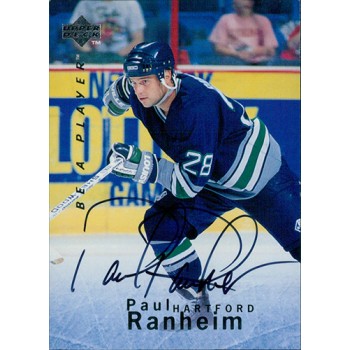 Paul Ranheim Hartford Whalers Signed 1996 Upper Deck Be A Player Card #S87