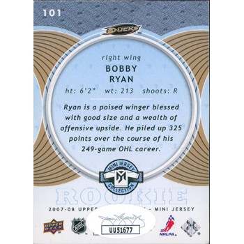 Bobby Ryan Anaheim Ducks Signed 2007-08 Upper Deck Card #101 JSA Authenticated