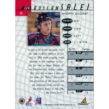 Ruslan Salei Anaheim Mighty Ducks Signed 1997-98 Pinnacle Be A Player Card #124