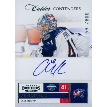 Allen York Blue Jackets Signed 2010-11 Panini Calder Contenders Card #214