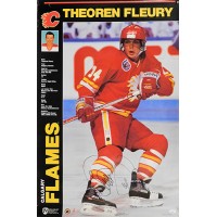 Theoren Fleury Calgary Flames Signed 22x34 Poster JSA Authenticated