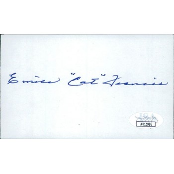 Emile Francis New York Rangers Signed 3x5 Index Card JSA Authenticated