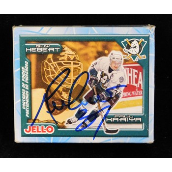 Guy Hebert Anaheim Mighty Ducks Signed Lime Jell-O Box JSA Authenticated