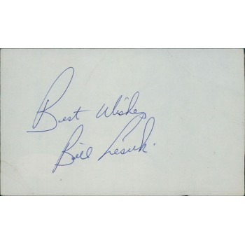 Bill Lesuk Winnipeg Jets Signed 3x5 Index Card JSA Authenticated