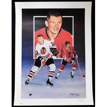 Stan Mikita Chicago Blackhawks Signed 18x24 Lithograph /410 JSA Authenticated