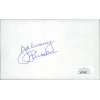Johnny Peirson Boston Bruins Signed 3x5 Index Card JSA Authenticated