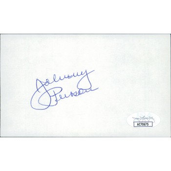 Johnny Peirson Boston Bruins Signed 3x5 Index Card JSA Authenticated