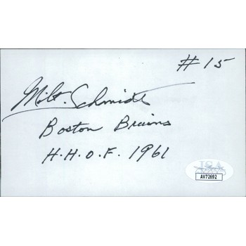 Milt Schmidt Boston Bruins Signed 3x5 Index Card JSA Authenticated