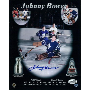 Johnny Bower Toronto Maple Leafs Signed 8x10 Cardstock Photo JSA Authenticated
