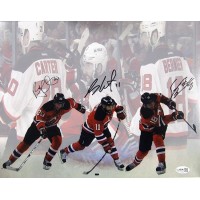 NJ Devils Ryan Carter Stephen Gionta Steve Bernier Signed 11x14 Matte Photo JSA