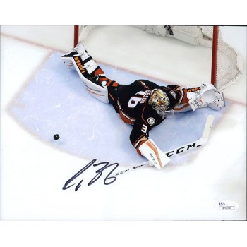 John Gibson Anaheim Ducks Signed 8x10 Matte Photo JSA Authenticated