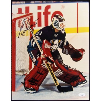 Guy Hebert Anaheim Mighty Ducks Signed 11x14 Glossy Photo JSA Authenticated