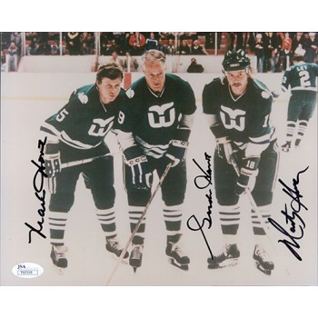 Hartford Whalers Gordie Howe, Marty Howe, Mark Howe Signed 8x10 Photo NHL JSA