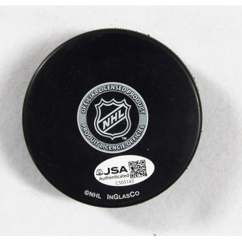 Sebastien Caron Anaheim Ducks Signed Hockey Puck JSA Authenticated Smudged