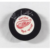 Steve Chiasson Detroit Red Wings Signed Hockey Puck JSA Authenticated