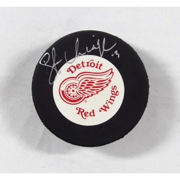 Steve Chiasson Detroit Red Wings Signed Hockey Puck JSA Authenticated