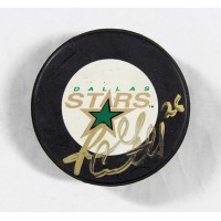 Russ Courtnall Signed Dallas Stars Hockey Puck JSA Authenticated