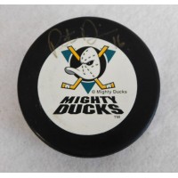 Peter Douris Anaheim Mighty Ducks Signed Hockey Puck JSA Authenticated