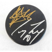 Anaheim Ducks Ryan Getzlaff and Corey Perry Signed Hockey Puck JSA Authenticated