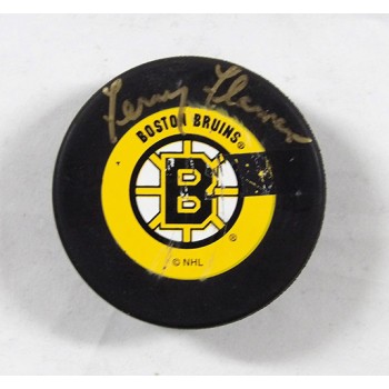 Fernie Flaman Boston Bruins Signed Hockey Puck JSA Authenticated