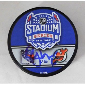 Andy Greene New Jersey Devils Signed Stadium Hockey Puck JSA Authenticated