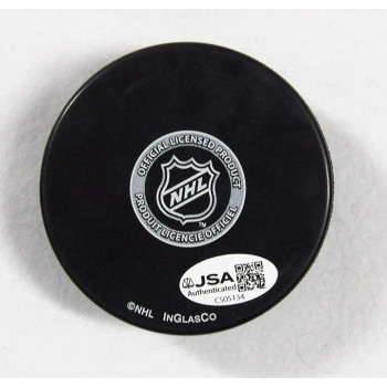 Kent Huskins Anaheim Ducks Signed Hockey Puck JSA Authenticated Smudged