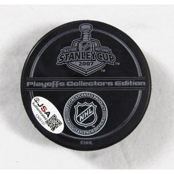 Ric Jackman Anaheim Ducks Signed 2007 Stanley Cup Hockey Puck JSA Authenticated