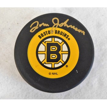 Tom Johnson Boston Bruins Signed Hockey Puck JSA Authenticated