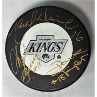 Los Angeles Kings Triple Crown Line Dave Taylor,Marcel Dionne & Charlie Simmer Signed NHL Puck JSA Authenticated